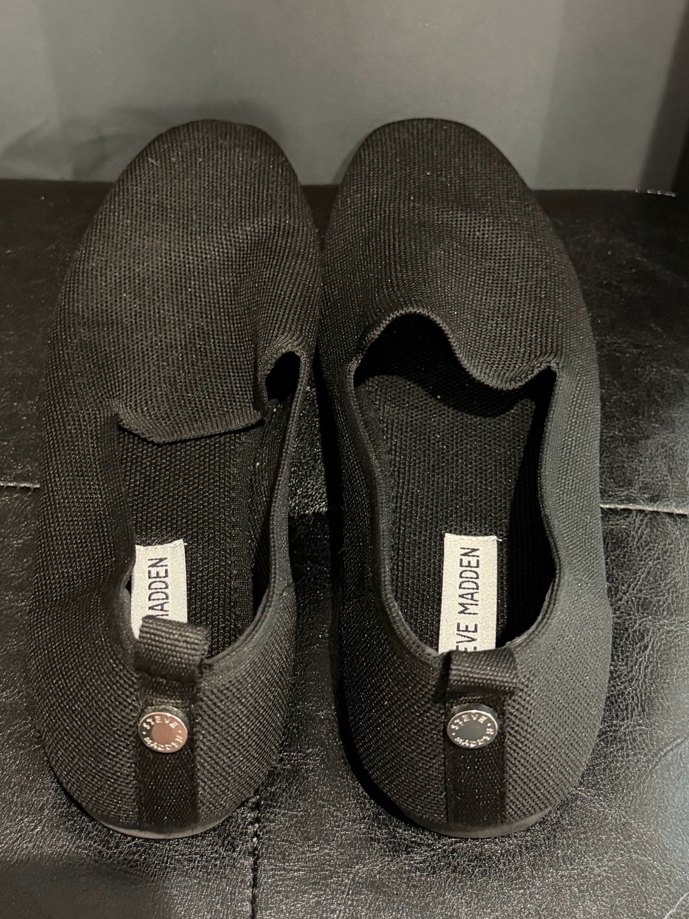 Steve Madden Black Knit Slip-On Flats Loafers Women’s Size 9.5
